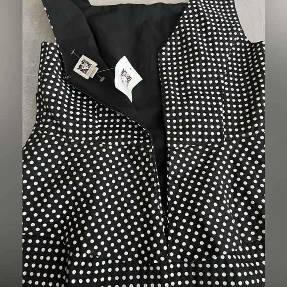 [US10] Anne Klein Dress Women’s Peplum Pencil Square Neck Black Polka Dots Retro - Picture 7 of 9
